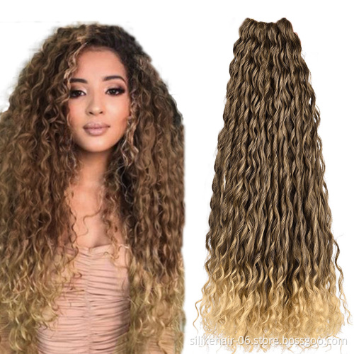 24Inches Water Wave Crochet Braids Hair Long Corn Curly Ombre Brown Blonde Goddess Braiding Hair Synthetic Hair Extensions